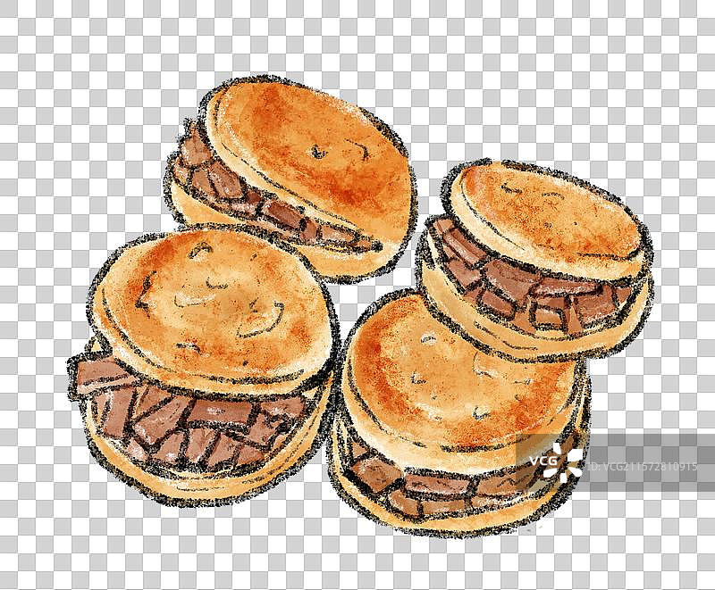 内蒙古美食国风插画-赤峰对夹图片素材