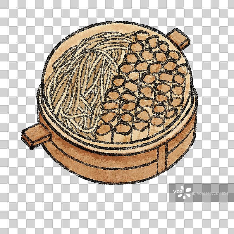 内蒙古美食国风插画-武川莜面图片素材
