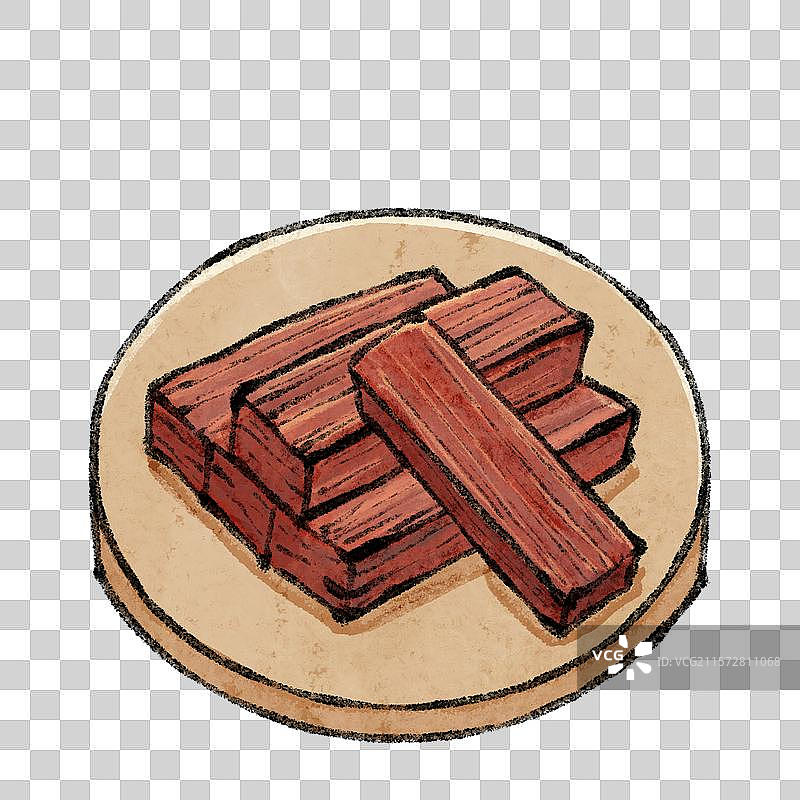 内蒙古美食国风插画-牛肉干图片素材