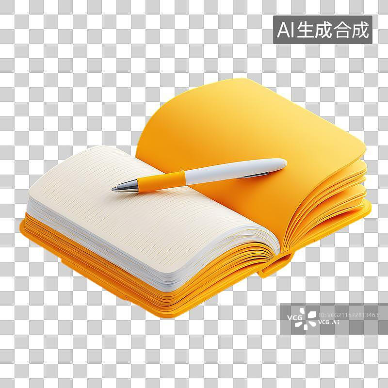 【AI数字艺术】打开的书和笔图片素材
