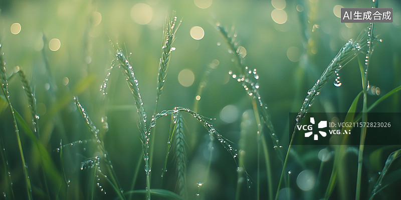 【AI数字艺术】晨露麦芒：清新自然之息图片素材