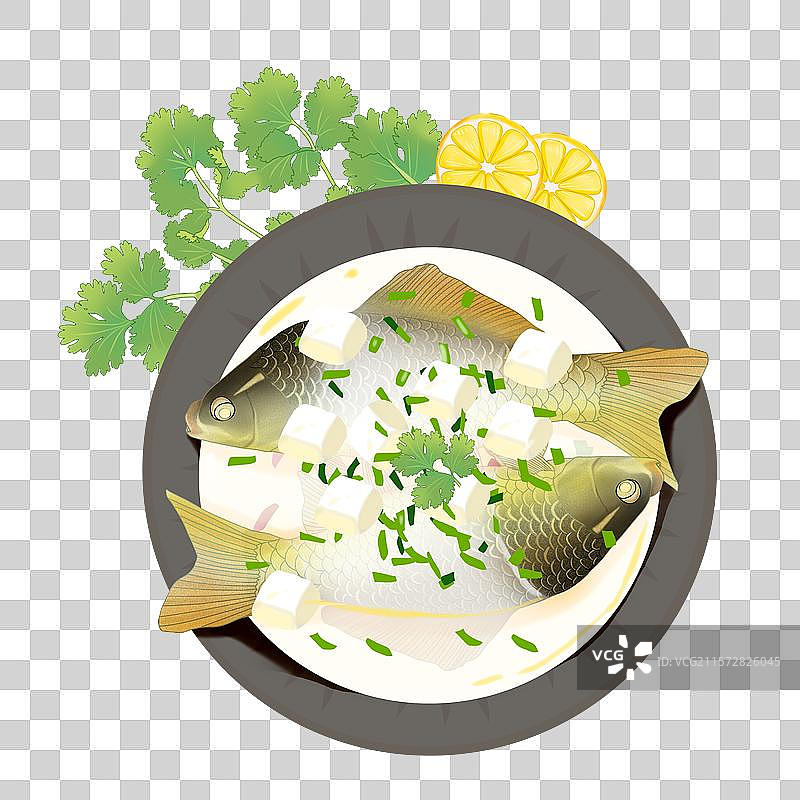 鲫鱼豆腐汤插画图片素材