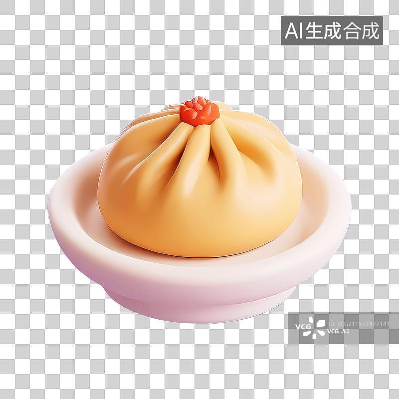 【AI数字艺术】可爱3d小笼包早餐包子图标图片素材