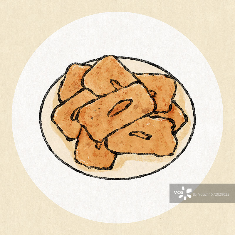 内蒙古美食国风插画-炸果子图片素材