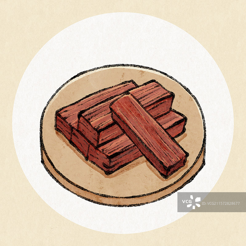 内蒙古美食国风插画-牛肉干图片素材