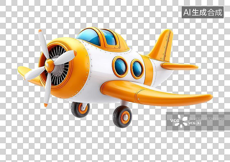【AI数字艺术】【免抠png素材】一辆可爱的卡通小飞机图片素材