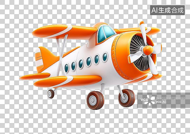 【AI数字艺术】【免抠png素材】一辆可爱的卡通小飞机图片素材