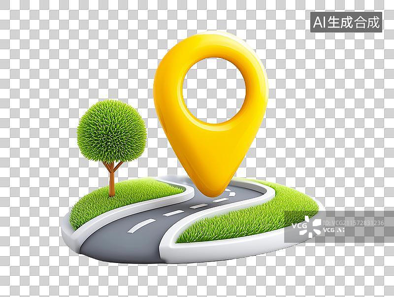 【AI数字艺术】【免抠png素材】地图上一个标记位置图片素材