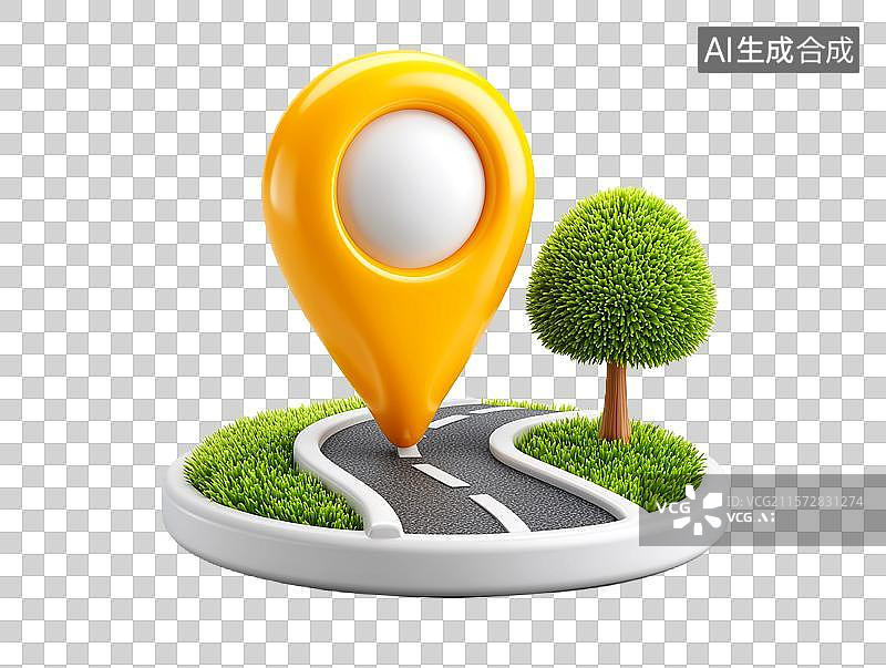 【AI数字艺术】【免抠png素材】地图上一个标记位置图片素材