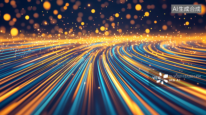 【AI数字艺术】流动光线科技背景图片素材