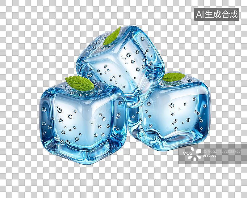 【AI数字艺术】【免抠png素材】卡通蓝色冰块图片素材