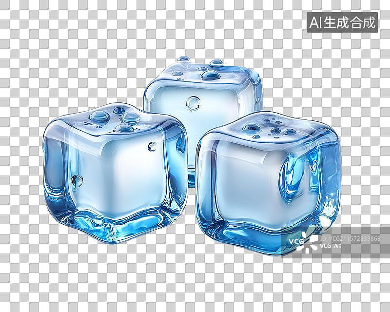 【AI数字艺术】【免抠png素材】卡通蓝色冰块图片素材