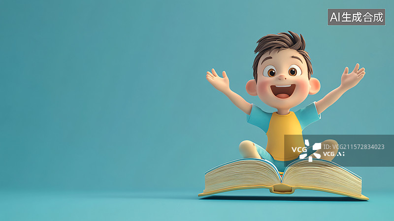 【AI数字艺术】童趣阅读快乐满溢图片素材