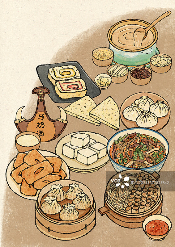 内蒙古美食插画图片素材