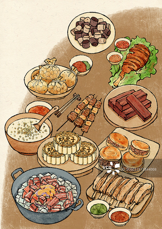 内蒙古美食插画图片素材