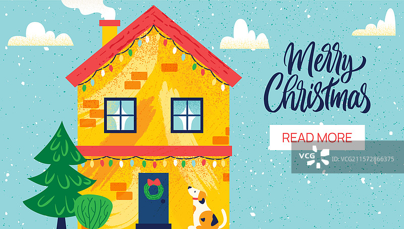 圣诞快乐假日房屋横幅图片素材