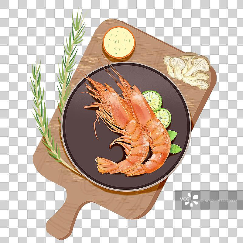 烤海虾插画图片素材