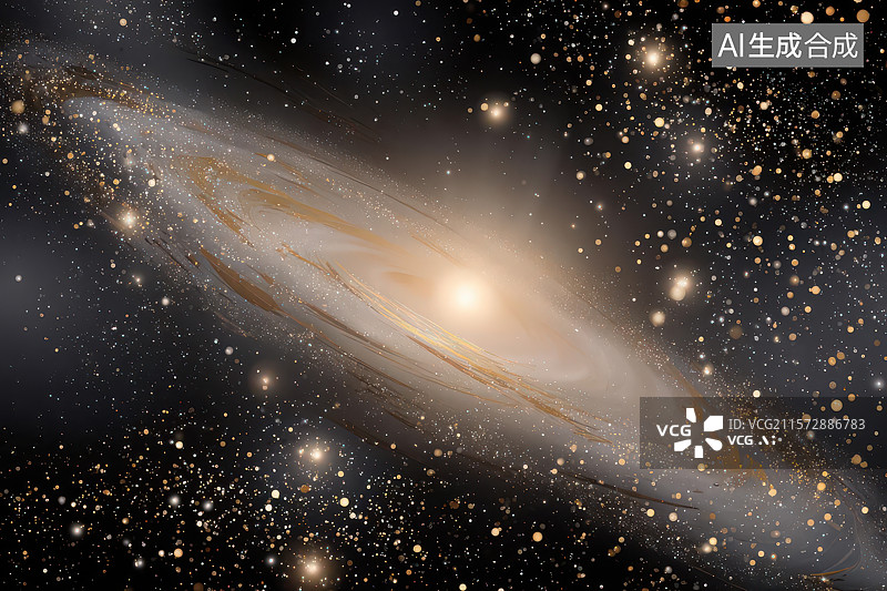 【AI数字艺术】​绚丽螺旋星系与璀璨星云全景图图片素材