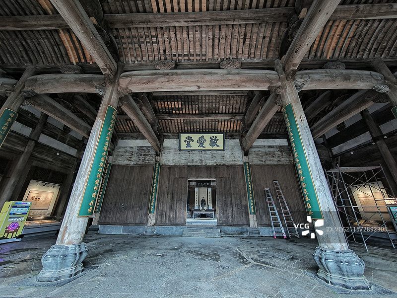 安徽省黄山市黟县世界文化遗产西递胡氏宗祠敬爱堂徽派建筑风景图片素材