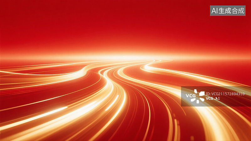 【AI数字艺术】中国红主视觉高端会议商务年会金色光线ppt背景图片素材
