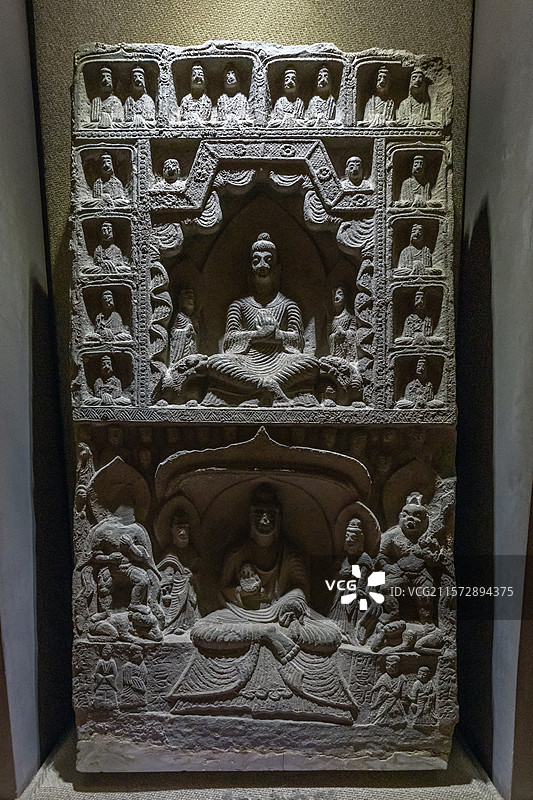 陕西省西安市博物馆景明四年杜供仁造弥勒佛像碑北魏景明四年503年西安市未央区出土图片素材