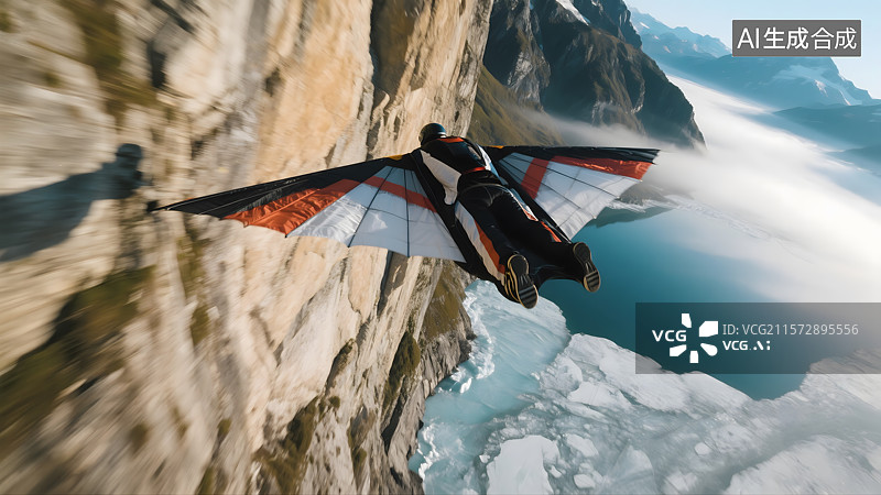 【AI数字艺术】翼装飞行员的极限挑战图片素材