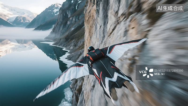 【AI数字艺术】翼装飞行员的极限挑战图片素材