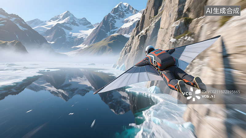 【AI数字艺术】翼装飞行员的极限挑战图片素材