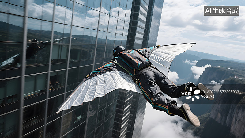 【AI数字艺术】翼装飞行挑战极限图片素材