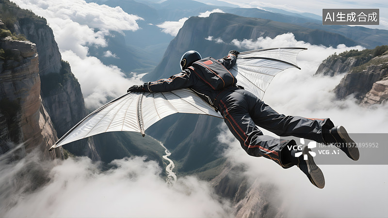 【AI数字艺术】翼装飞行挑战极限图片素材