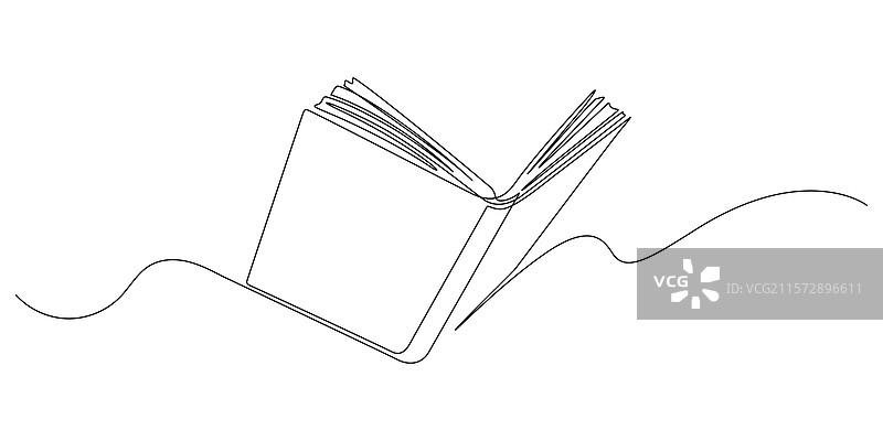打开书本的一笔画连续图图片素材
