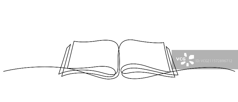 开放书页的连续线条绘画，极简风格图片素材