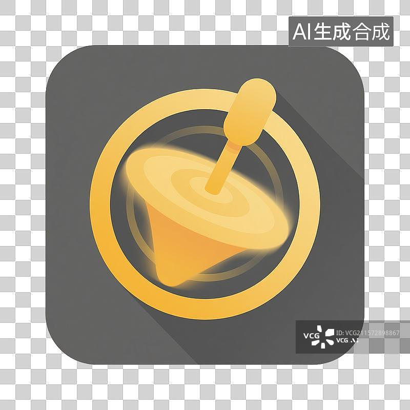 【AI数字艺术】黄色简约风格旋转陀螺扁平插画图标图片素材