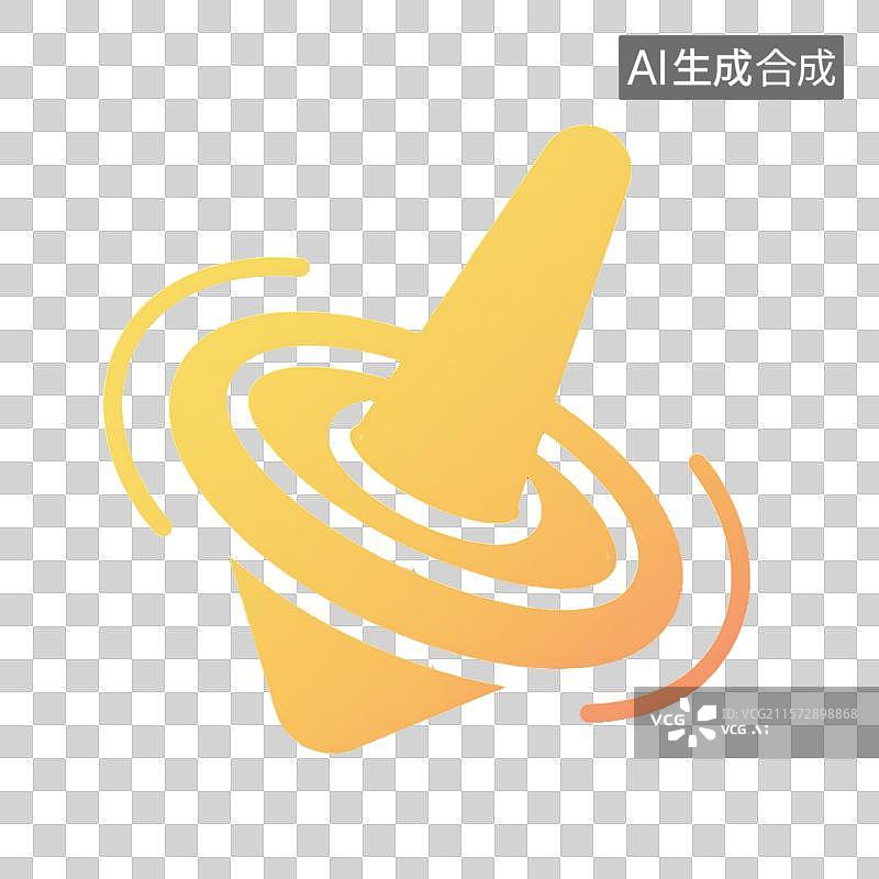 【AI数字艺术】黄色简约风格旋转陀螺扁平插画图标图片素材