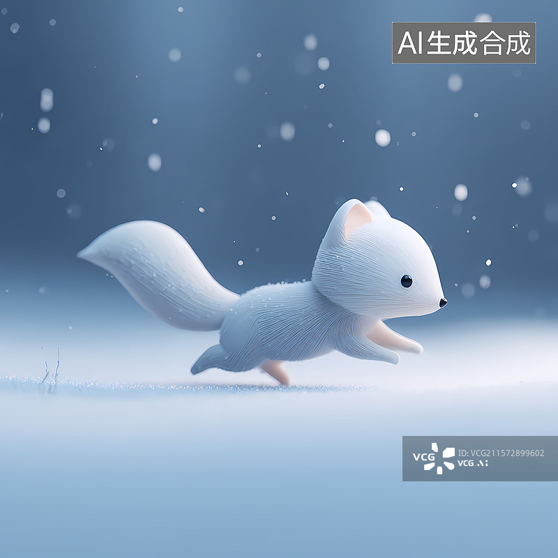 【AI数字艺术】卡通风格冬天极地狐主题插图背景图片素材
