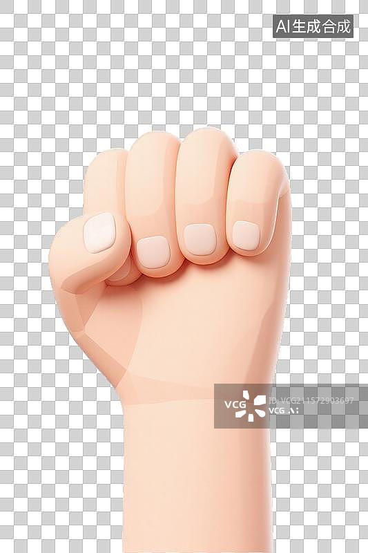 【AI数字艺术】3D渲染免抠图形元素卡通紧握的拳头图片素材