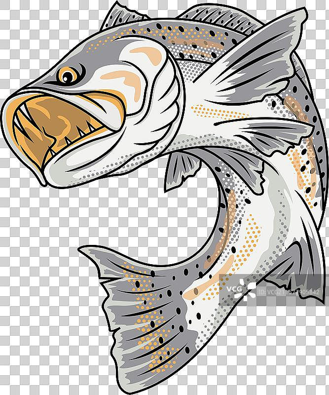 斑点鳟鱼钓鱼标志图片素材