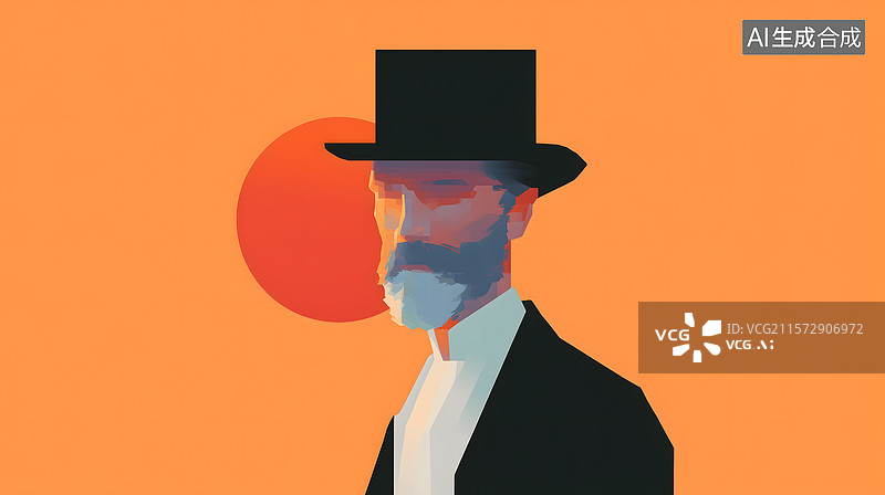 【AI数字艺术】夕阳下的沉思者图片素材