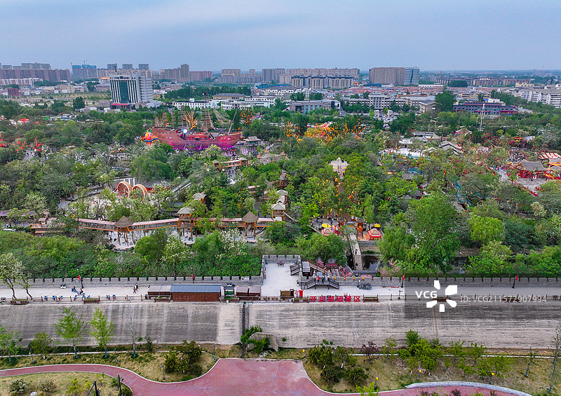 河南省开封市万岁山武侠城航拍图片素材