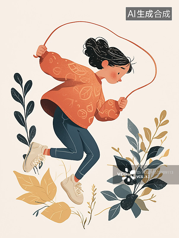 【AI数字艺术】跳绳女孩图片素材