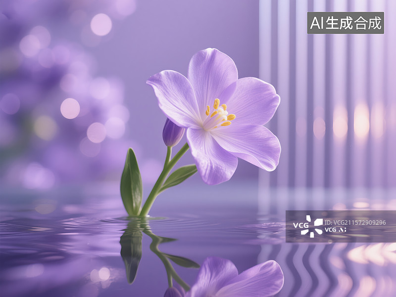 【AI数字艺术】紫堇水韵：柔焦花影图片素材