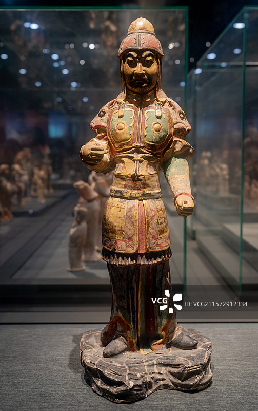 彩绘釉陶贴金武官俑-唐-陕西历史博物馆图片素材
