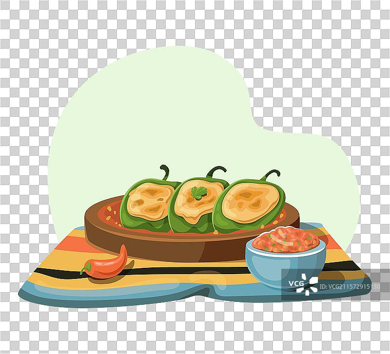 酿辣椒配莎莎酱图片素材