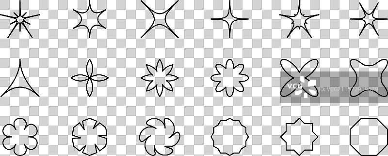 轮廓几何形状 - 星星和花朵图片素材