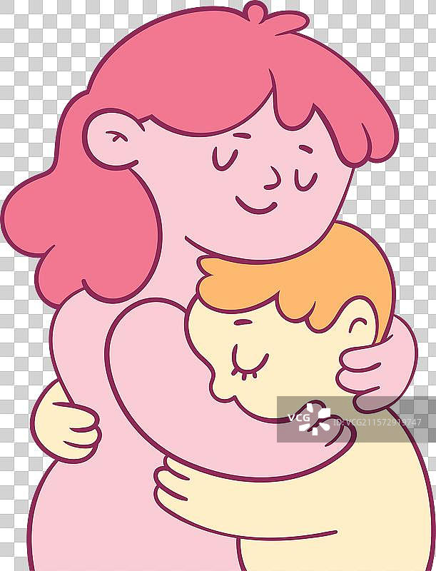 有趣的卡通母亲抱着孩子的关爱标志图片素材