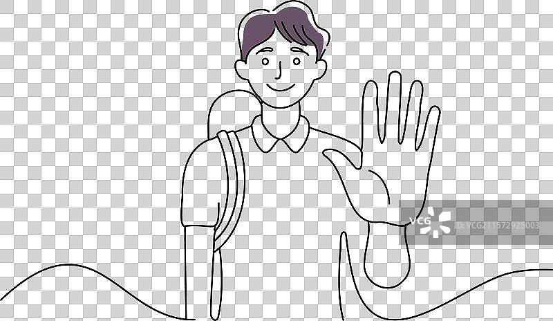 阻止一个伸出手的高中男孩图片素材