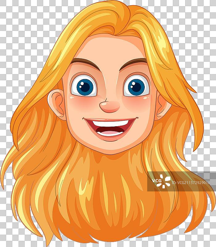 微笑的卡通脸，明亮的蓝眼睛图片素材