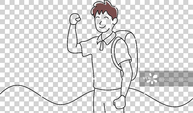 高中男生做拳头挥舞的涂鸦图片素材