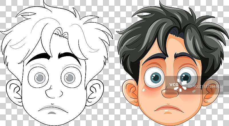 一个显示惊讶表情的卡通脸图片素材