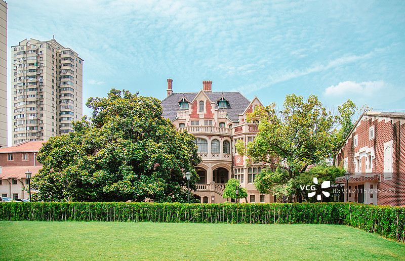 上海长宁区愚园路长宁少年宫建筑外观 王伯群住宅图片素材